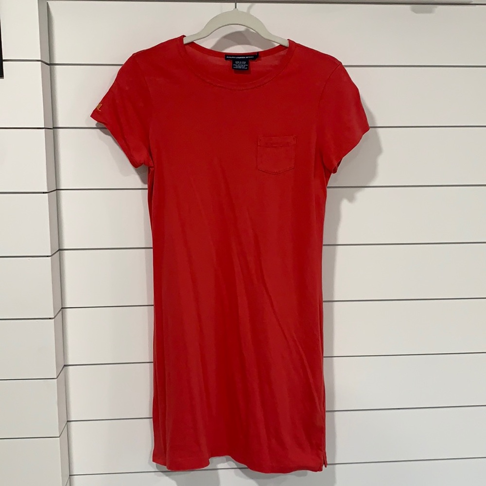 Ralph Lauren Sport Red Short-Sleeve T-shirt Dress. Size S